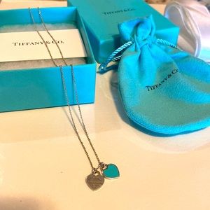 Tiffany Blue Double Heart Tag Pendant- brand new, never worn